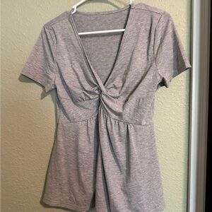 SHEIN Heather Gray Knotted Blouse